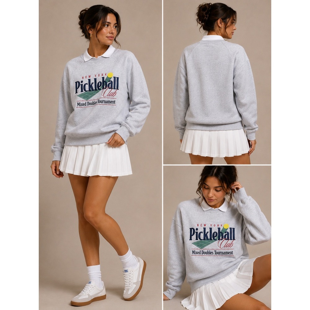 Abercrombie And Fitch Womens Small Gray New York Pickleball Sweatshirt